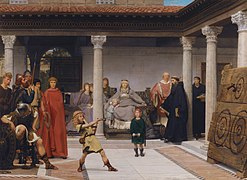Education of the children of Clovis (School of vengeance, training of Clotilde's sons) .*oil on canvas .*129.5 x 177.8 cm .*signed l.r.: 1861 / L. Alma Tadema