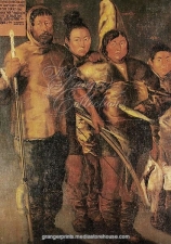 GREENLANDERS, 1654. Inuit of Greenland. Painting, Danish, 1654