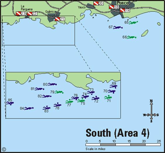 Puert Rico area 4 - South coast dive sites and dive operators
